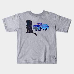 Black Lab and Pickup Truck Kids T-Shirt